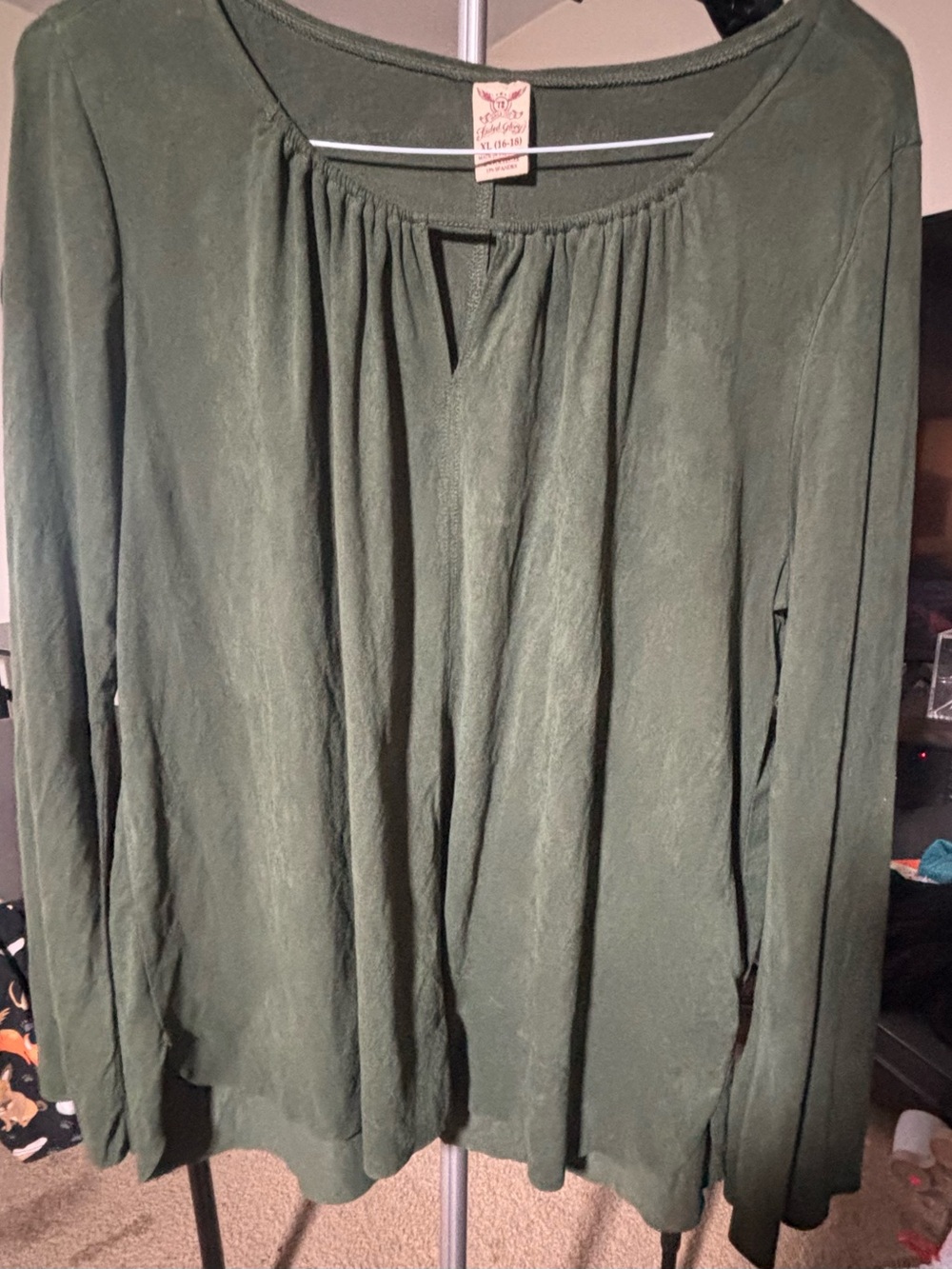 Faded Glory Olive Green Long Sleeve Peasant Top